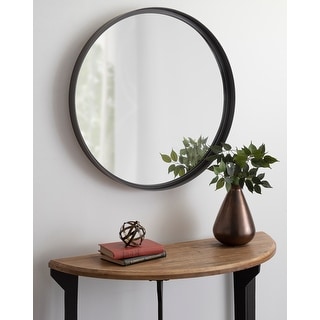 Kate and Laurel Armenta Round Framed Wall Mirror - Gray