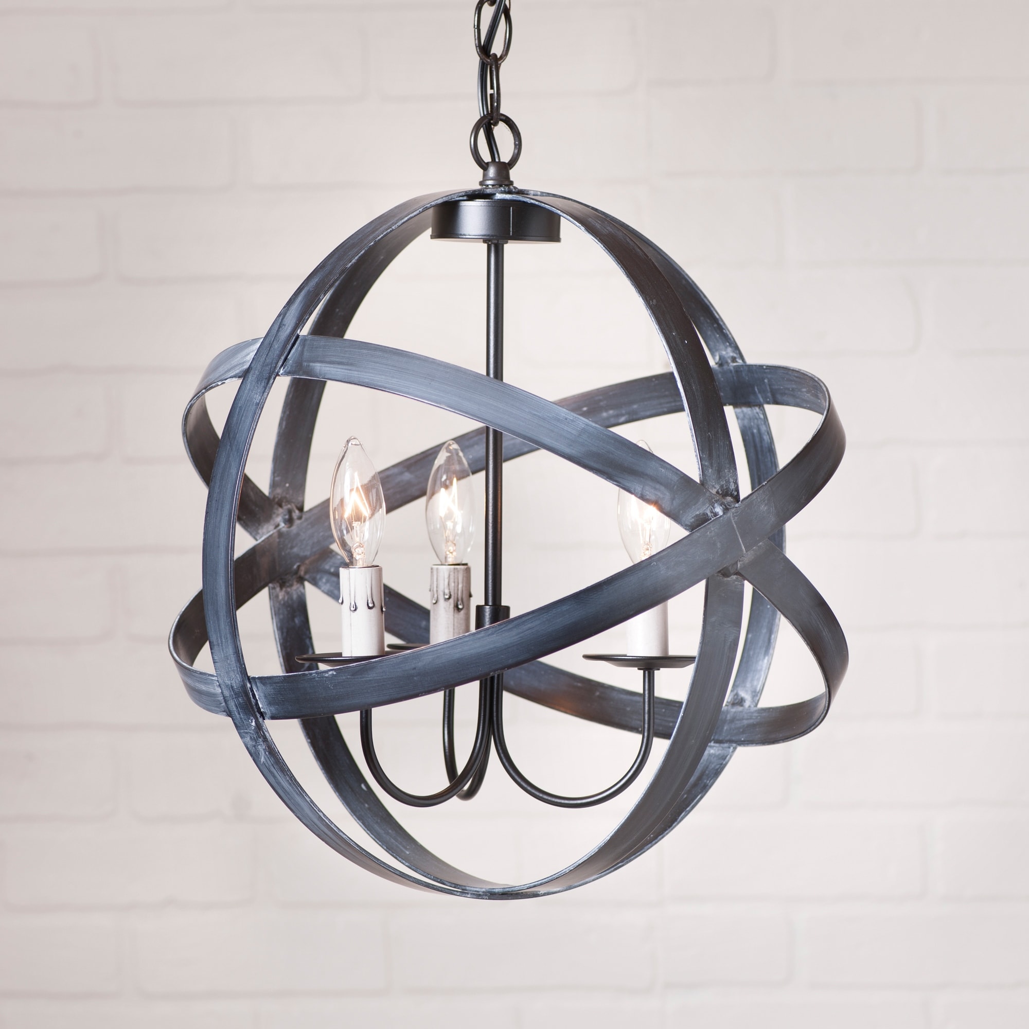 Irvin's Country Tinware 15-Inch Strap Sphere Chandelier in Black - 17.5 X 16 X 16 inches - Chandeliers For Bedrooms by Overstock.com
