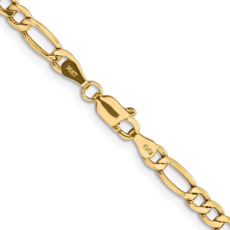 Curata 10k Yellow Gold Unisex 4.75mm Semi Solid Figaro Chain Bracelet Options: 7" 8" 9"