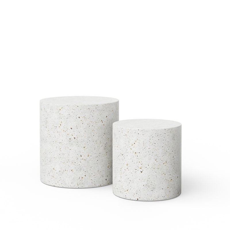 Urbia Una Concrete Pedestal (Set of 2) - Ivory Terrazzo
