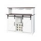 preview thumbnail 3 of 9, White Sliding Door Coffee Bar Cabinet Sideboard with Wine Bottle Rack
