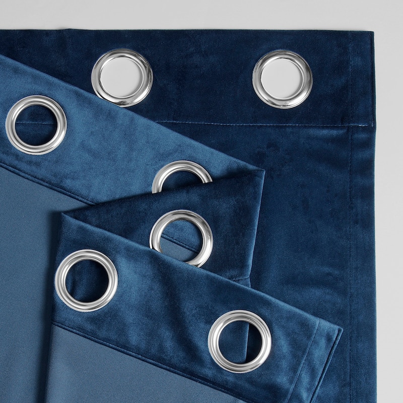 Exclusive Fabrics Basic Deluxe Velvet Curtains Pair - 2 Panels - Grommet Room Darkening Curtains