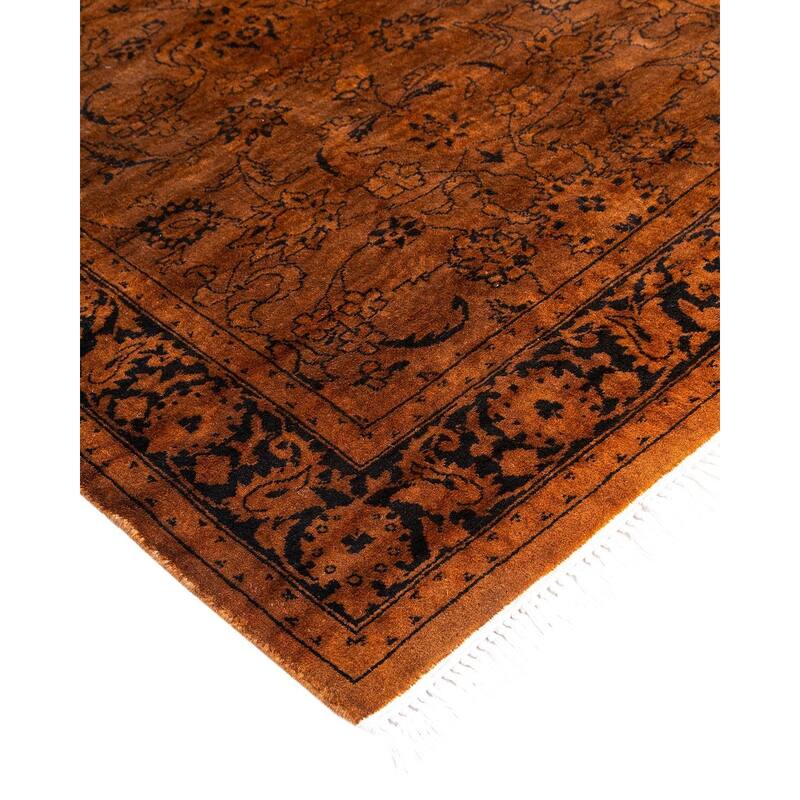 Overton Hand Knotted Wool Vintage Inspired Modern Contemporary Overdyed Gold Runner Rug - 2' 8" x 21' 3"