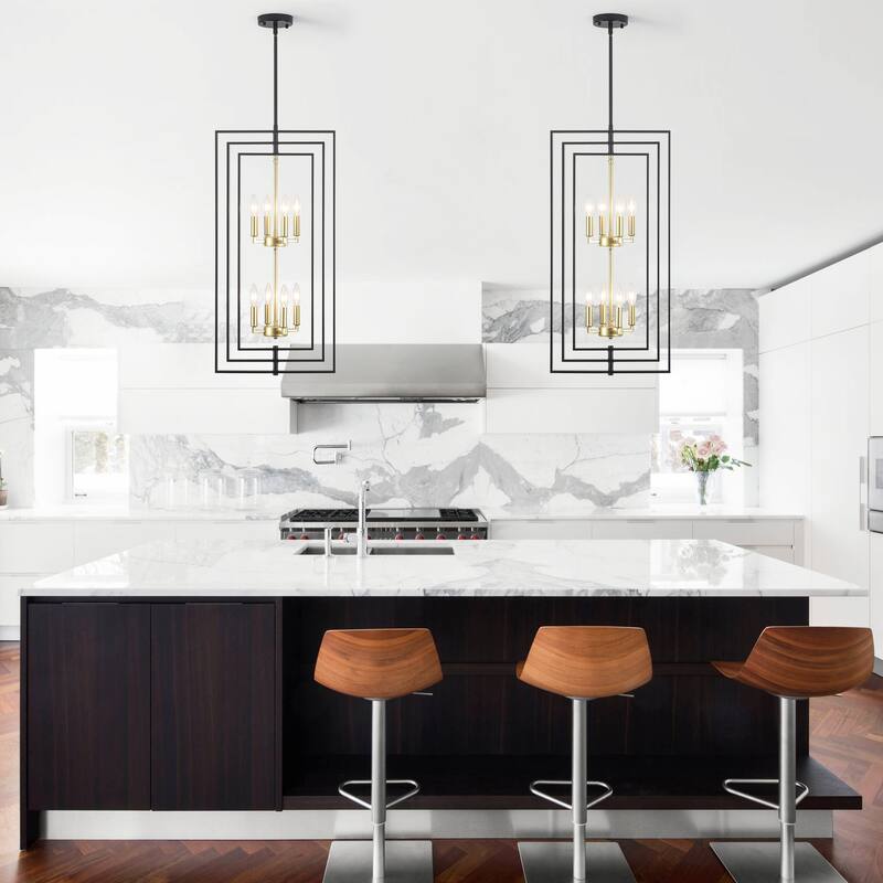 15.75inch Simple and fashionable 8 light double tier pendant with 3 tier rotatable metal frame without bulb