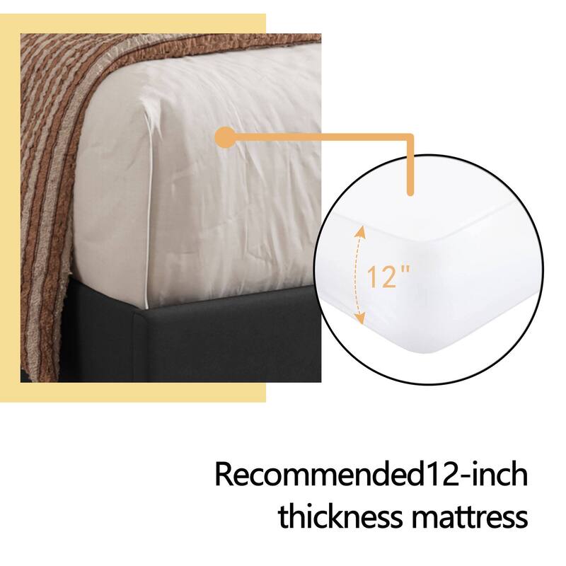 alazyhome Upholstered Platform Bed Frame with Button Tufting Headboard