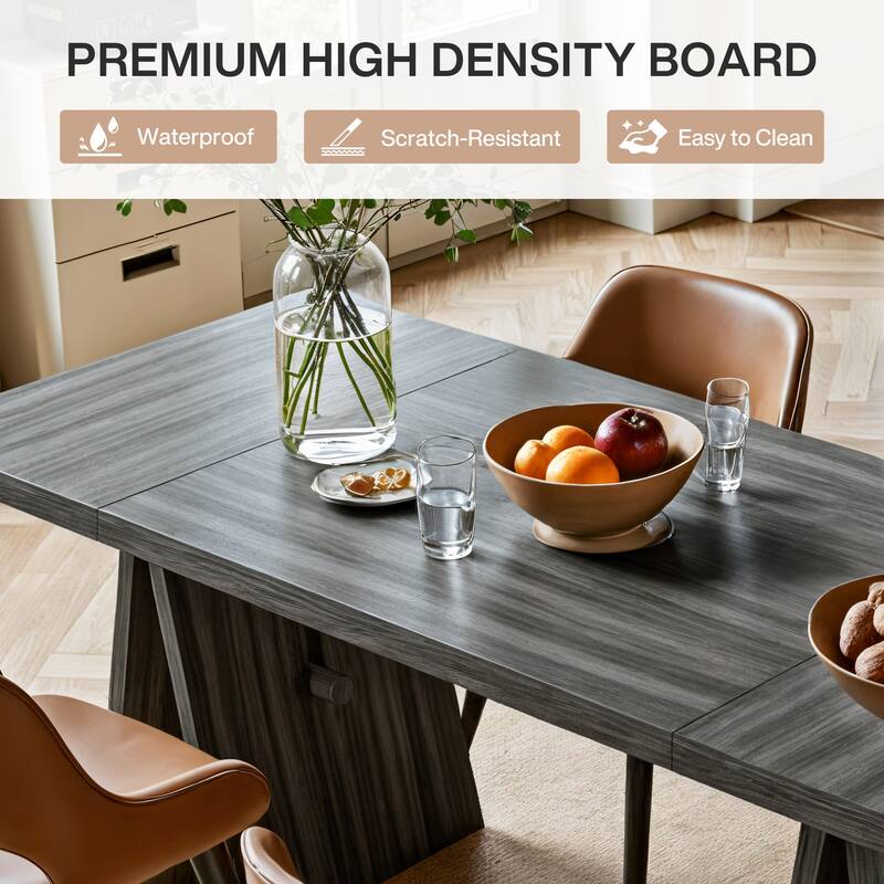 63" Modern Rectangular Dining Table for Living Room, Kitchen, Grey