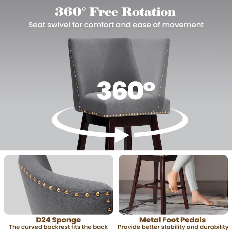 Crestlive Bar Stools Swivel Barstool with Back