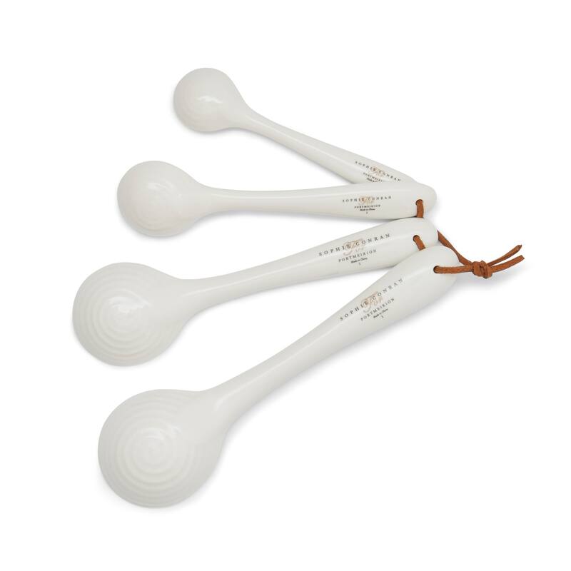 Portmeirion Sophie Conran White Set of 4 Measuring Spoons - 1 tbsp, ½ tbsp, 1 tsp, ½ tsp