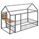 preview thumbnail 24 of 28, Twin Size Metal House Bed Frame with Desk, Shelves, USB Ports & Power Outlets, Stylish and Space-Saving Bedroom Solution, White