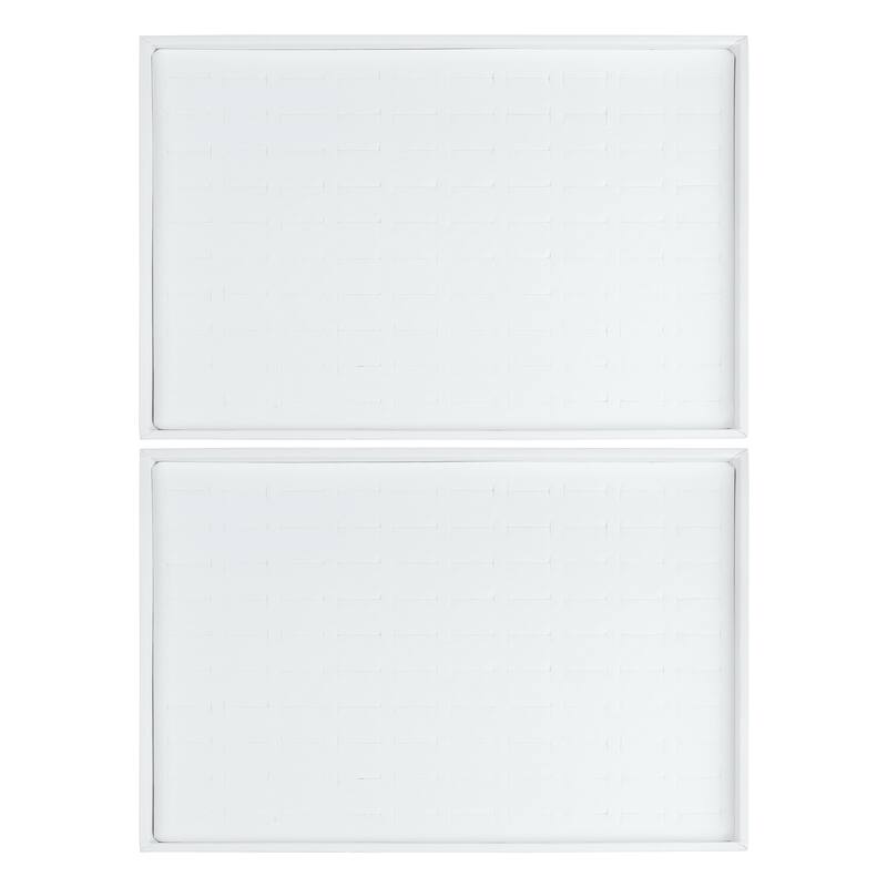 Set of 2 Stackable PU Leather Jewelry Organizer Trays with Removable Dividers for Drawers, Jewelry Organizer Drawer Case Storage - Ring Tray