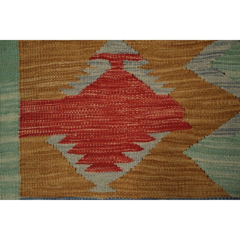Hand Woven Oriental 100% Wool Carpet Southwestern Tribal Green Kilim Area Rug - 10' 4'' X 10' 0''