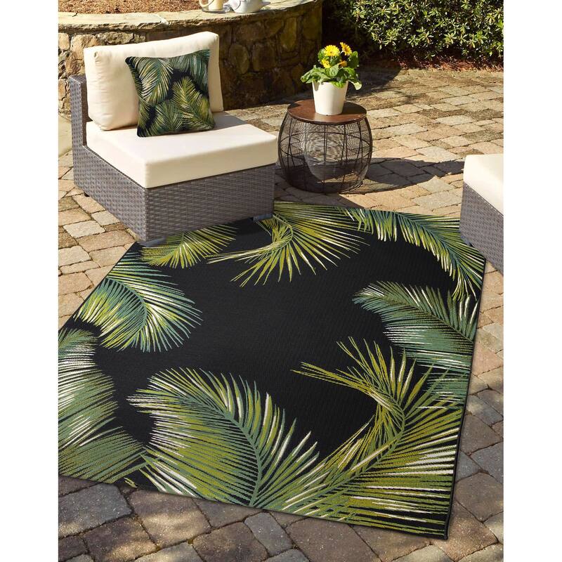 Liora Manne Marina Palm Border Indoor/Outdoor Pillow