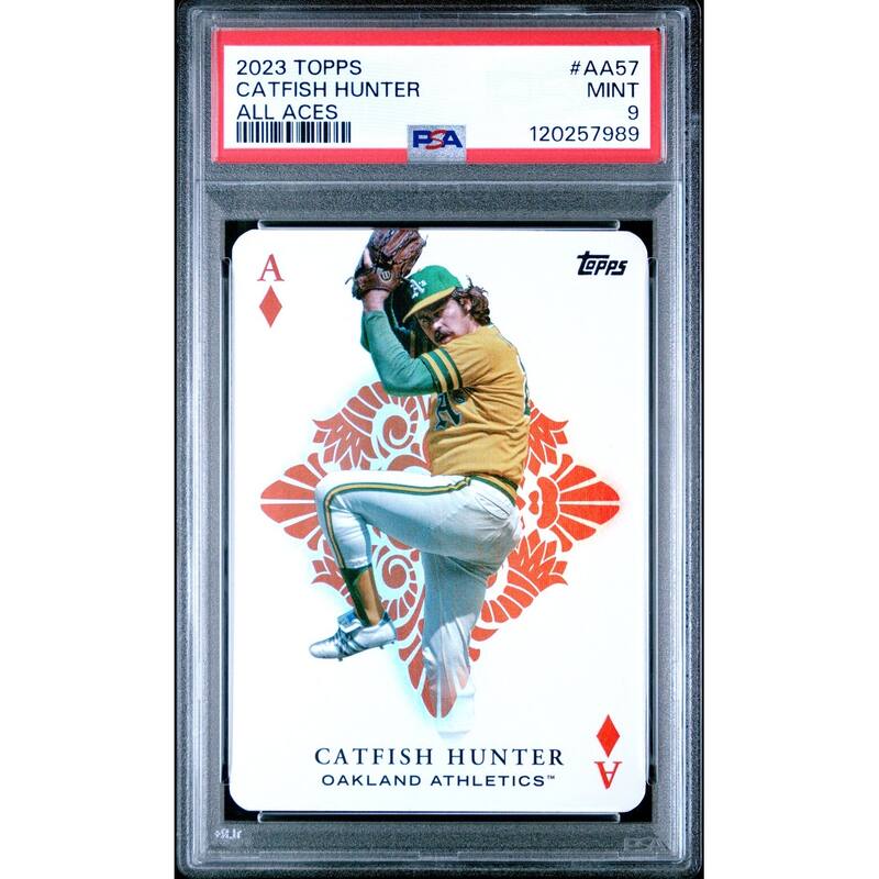 Catflish Hunter 2023 Topps All Aces Baseball Card #AA57 Graded PSA 9 Cert # 120257989 - 8' x 11'