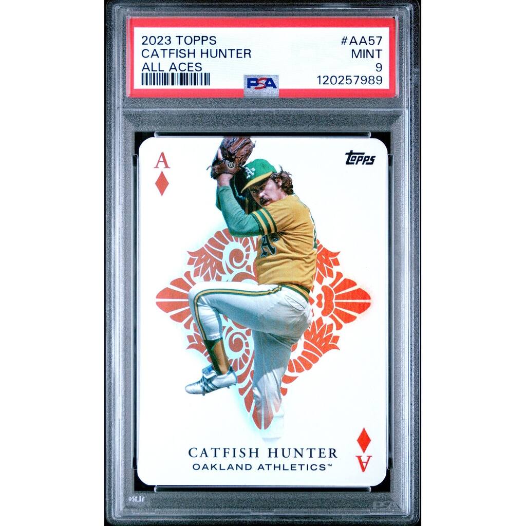 Catflish Hunter 2023 Topps All Aces Baseball Card #AA57 Graded PSA 9 Cert # 120257989 - 8' x 11'