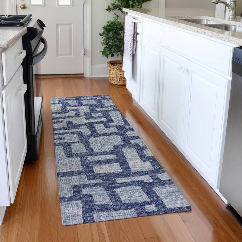 Premium Washable Super Soft Modern Contemporary Mayfield Rug - Blue - 2' 3" x 7' 6" - Runner