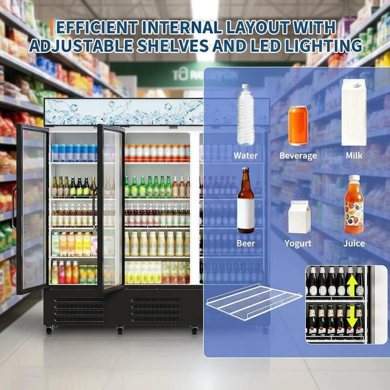 3 Glass Door Display Refrigerator, 54.3 Cu.Ft.
