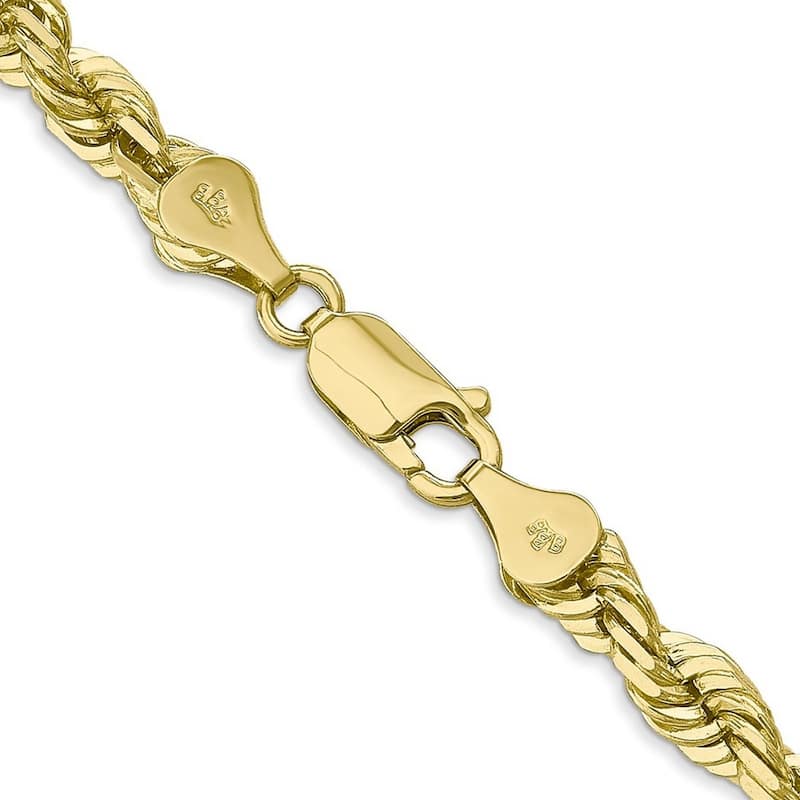 Curata 10k Yellow Gold Solid 6mm Handmade Sparkle Cut Rope Chain Bracelet Lobster Claw