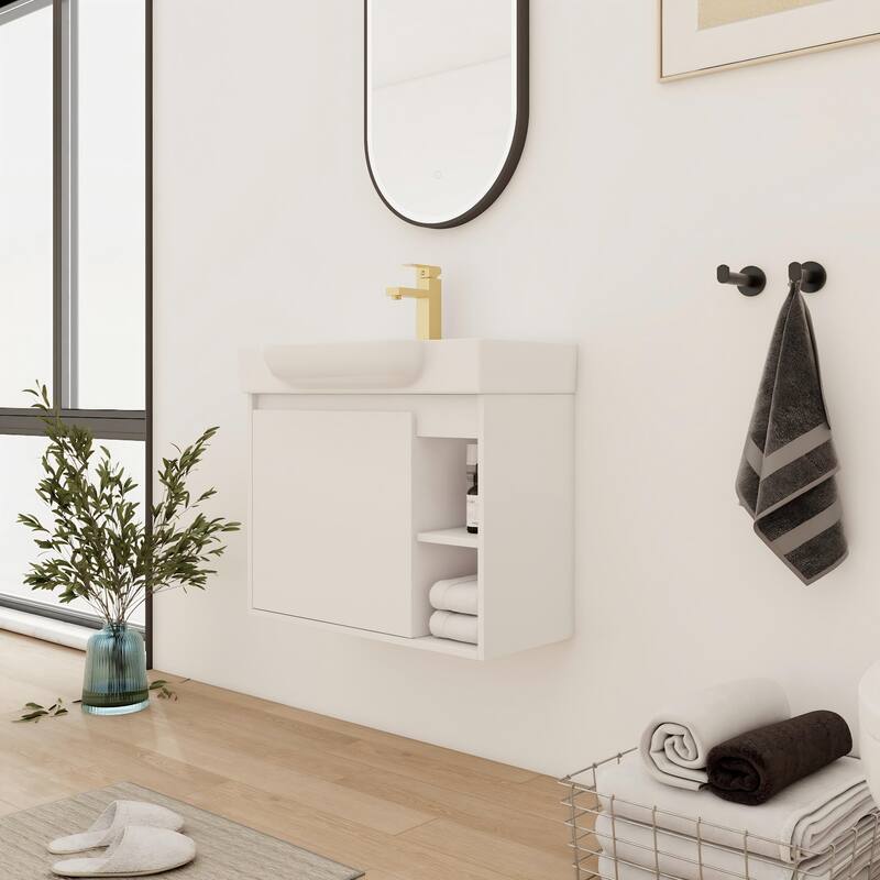 Bathroom Vanity With Sink In 24/28 Inch, Floating Bathroom Vanity With Soft Close Door