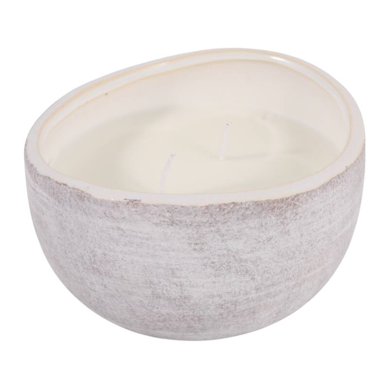 Decorative Textured Ceramic Magnolia and Lily Scented Candle