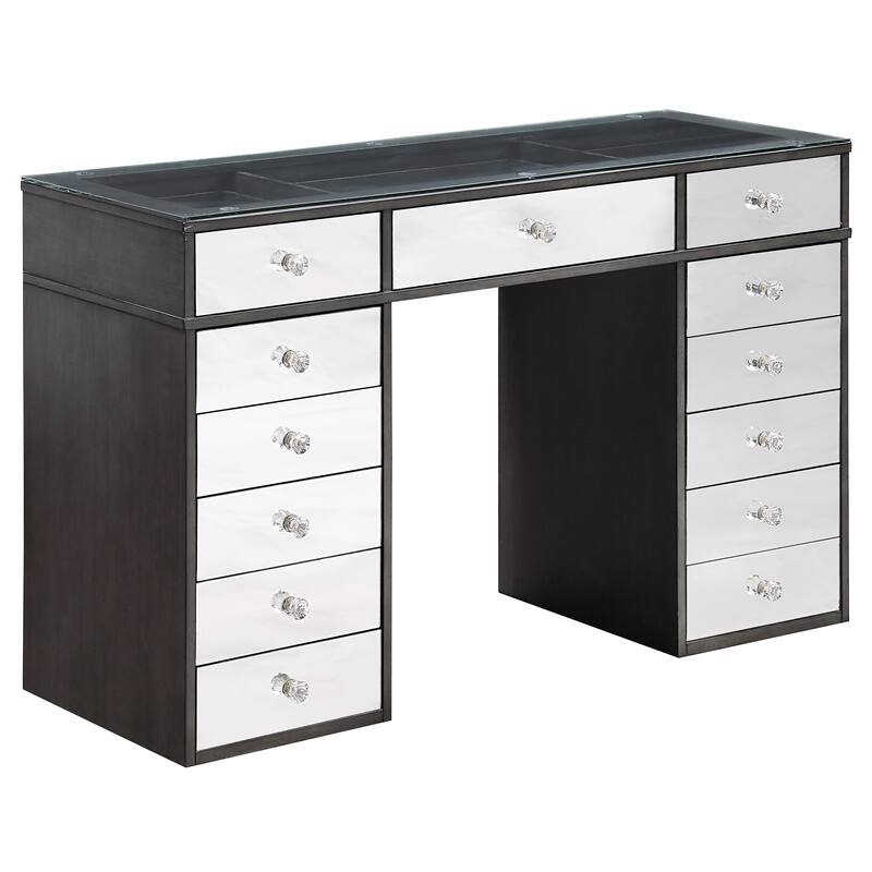 Furniture of America Vidi Contemporary Grey Solid Wood 3-Piece Makeup Vanity Set with Outlets and USBs