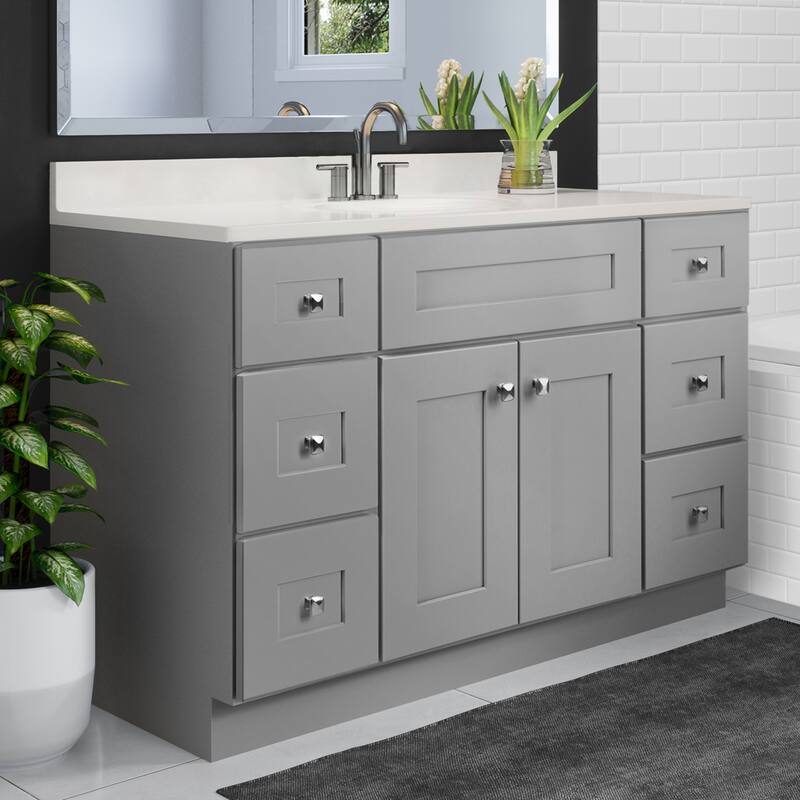 Brookings 49 Inch Fully Assembled Bath Vanity with Ivory Swirl Top - Grey
