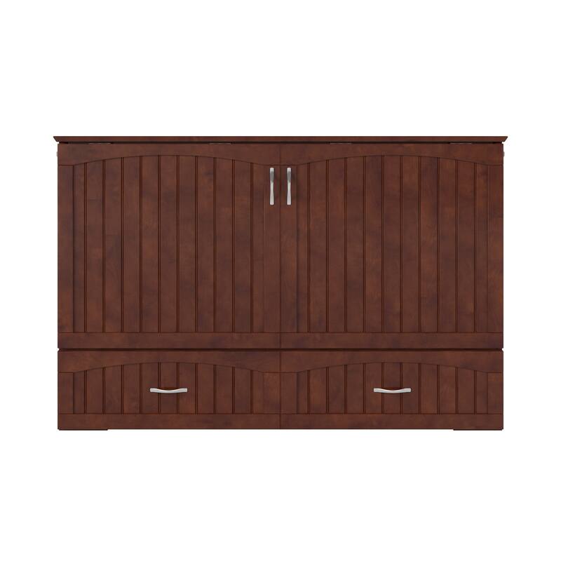Southampton Queen Murphy Bed Chest with 6" Mattress, Storage Drawer & Built-In Charger in Walnut