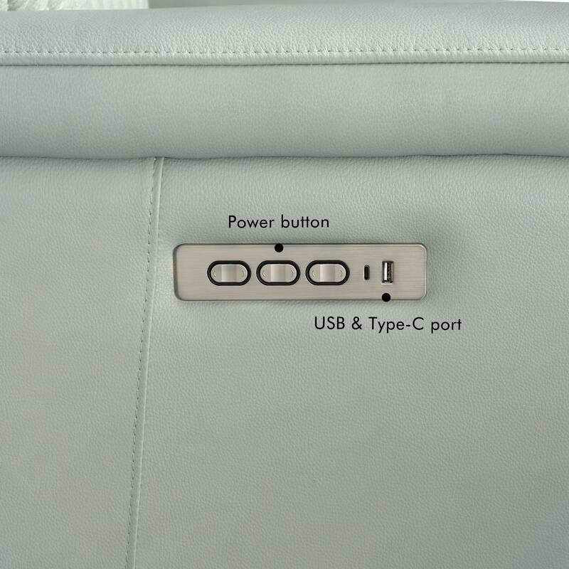 Genuine Leather Reclining Loveseat with Triple Power Adjustable Headrest, Lumbar Support, Zero Gravity, USB & USB-C Ports