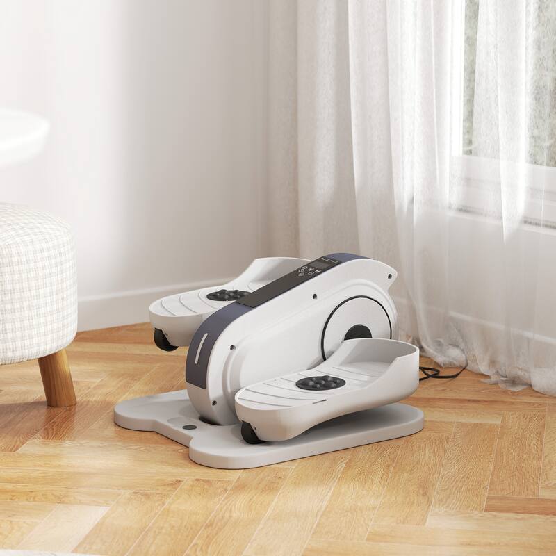 Soozier Under Desk Elliptical Machine, Electric Ellipse Leg Exerciser w/ LCD Monitor, Massage Pedal, Remote Control