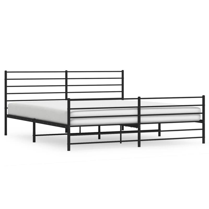 vidaXL Metal Bed Frame with Headboard, No Mattress