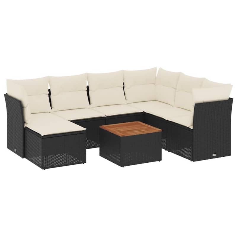 vidaXL Patio Sofa Set with Cushions Outdoor Furniture 8 Piece Poly Rattan - 21.7 x 21.7 x 14.6