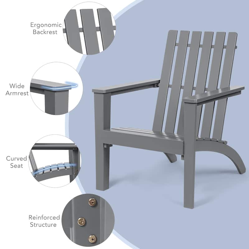 Costway 2PCS Patio Adirondack Chair Side Table Set Solid Wood Garden
