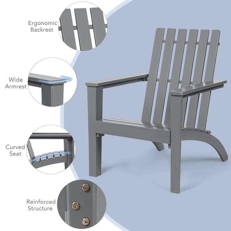Costway 3PCS Patio Adirondack Chair Side Table Set Solid Wood Garden