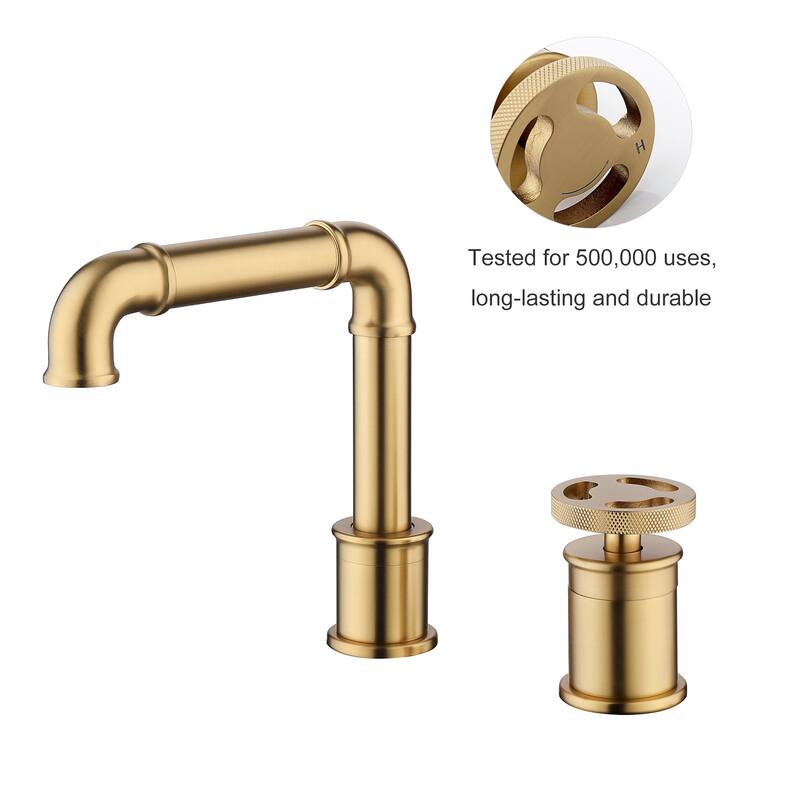Industrial-style 2-Hole Bathroom Faucet Widespread with Premium Handle In Black