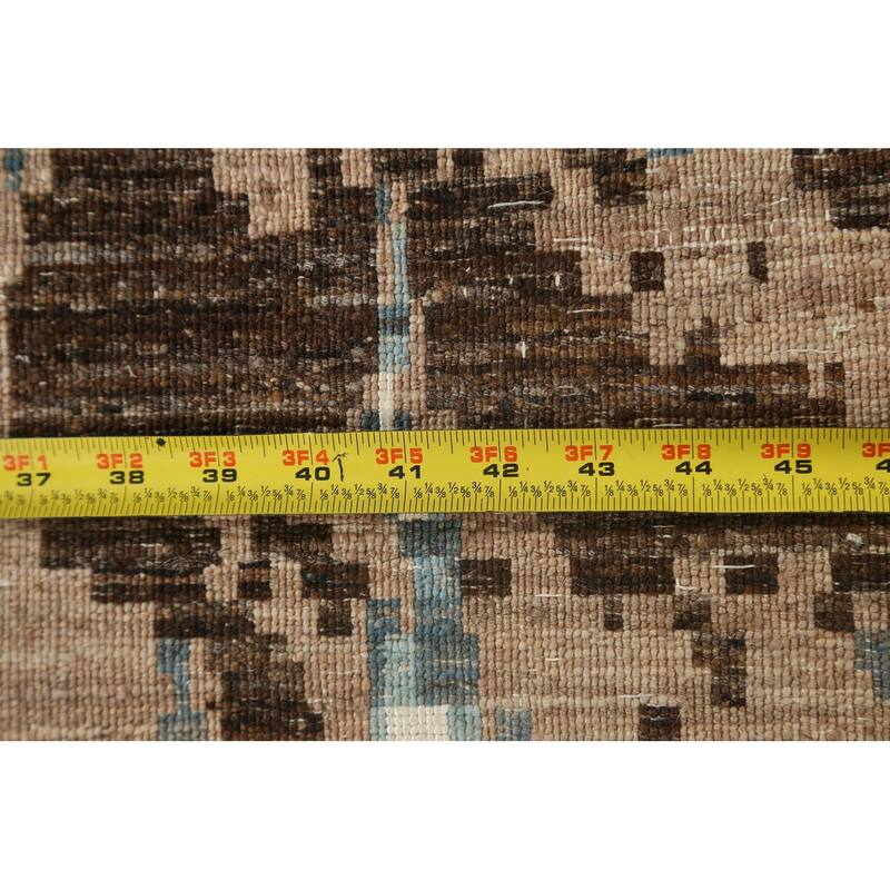 Wool/ Silk Vegetable Dye Oriental Abstract Runner Rug Hand-knotted - 2'7" x 9'10"