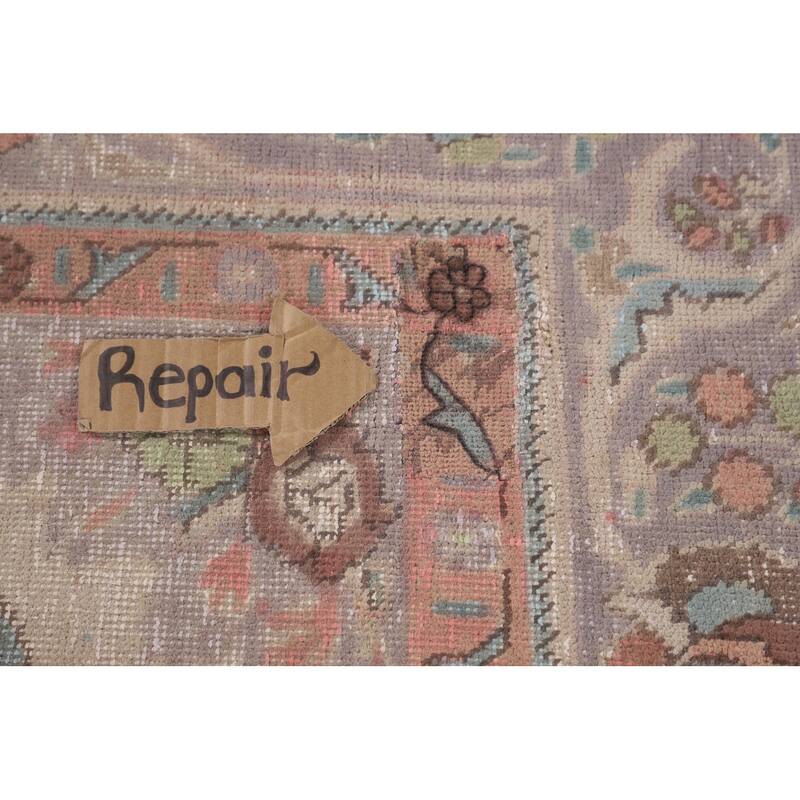 Vintage Tabriz Persian Vintage Area Rug Handmade Brown Wool Carpet - 6'8"x 10'0"