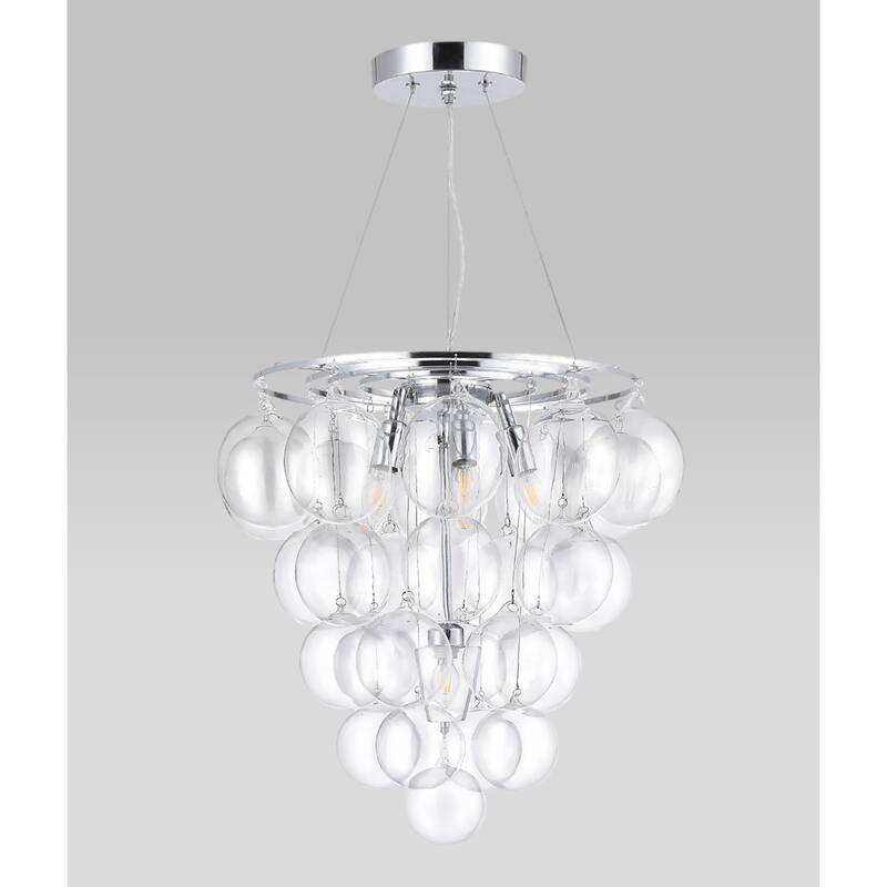 6-Light Chrome Modern Bulb Cluster Design Chandelier with Clear Glass Shade