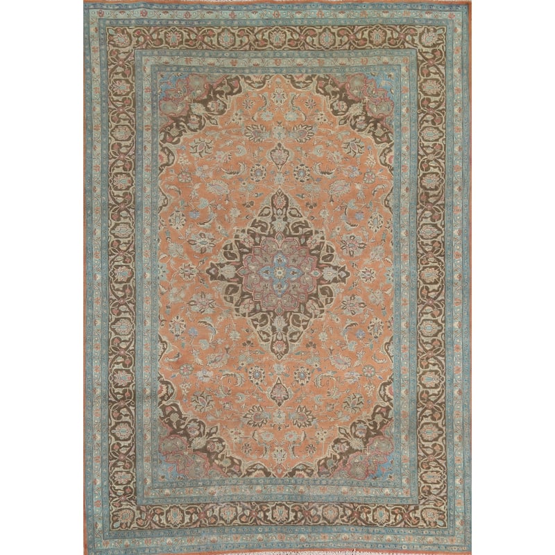 Over-Dyed Mashad Persian Vintage Area Rug Hand-Knotted Wool Carpet - 6'4"x 9'5"