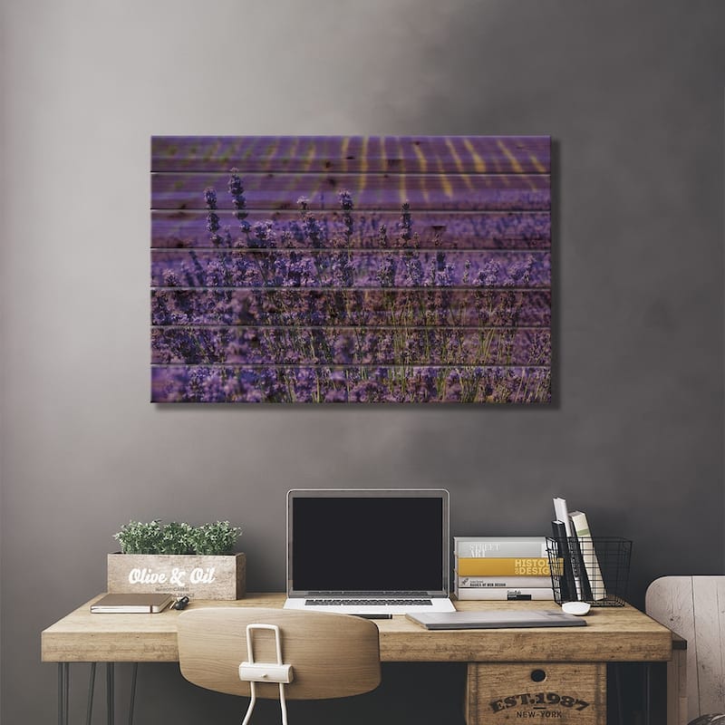 Lavender Farm, Furano, Hokkaido Prefecture, Japan Print On Wood by Keren Su - Multi-Color