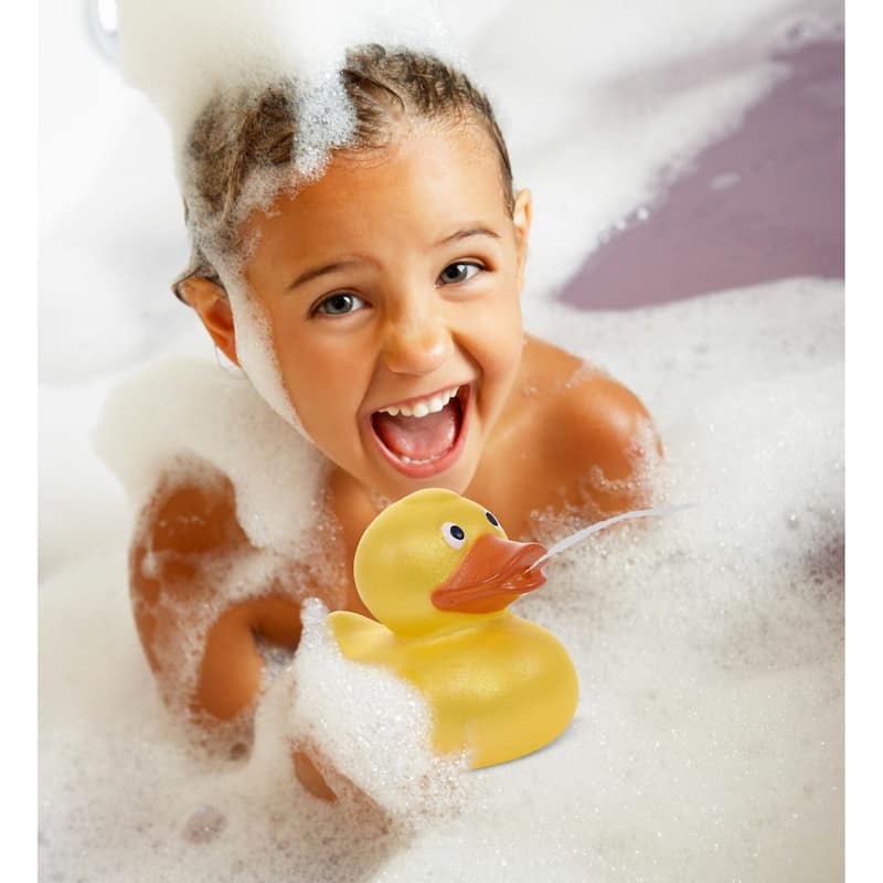 DolliBu Metallic Yellow Duck Bath Buddy Squirter For Toddlers - 2.7Lx2.2Wx2.3H inches