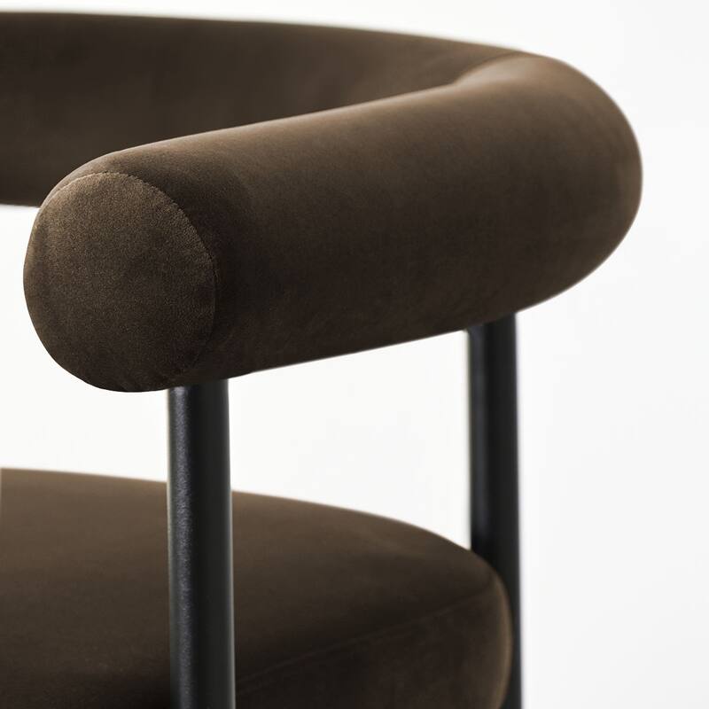 Modern 24" Upholstered Velvet Solid Back Counter Stool with Arms