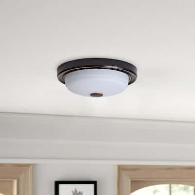 2-Lights Drum Modern Flush Mount Lighting - 12.6"D×12.6"W×3.9"H