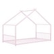 preview thumbnail 55 of 58, Metal House Bed with Roof, Fence, and Back