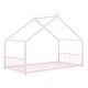 preview thumbnail 35 of 58, Metal House Bed with Roof, Fence and Back for Kids, Boys and Girls, Bedroom