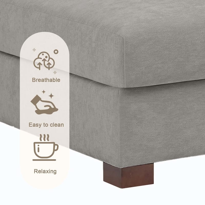 41" W Modern Chenille Corner Arm Accent Chair Sectional Module with Pillows