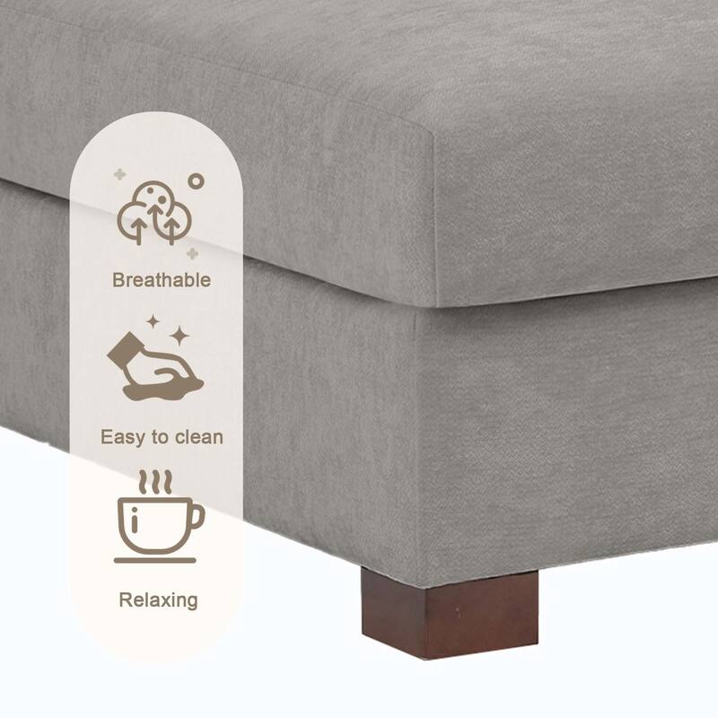 41" W Modern Rectangle Chenille Ottoman