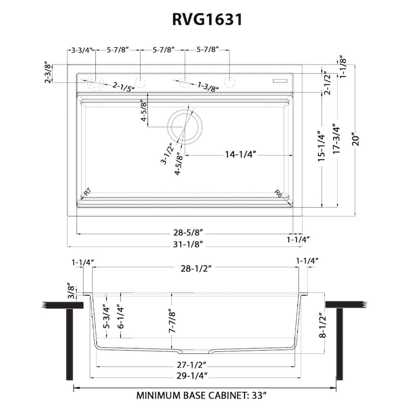 Ruvati 31-inch epiCube Granite Composite Workstation Drop-in Kitchen Sink Matte White - RVG1631WH