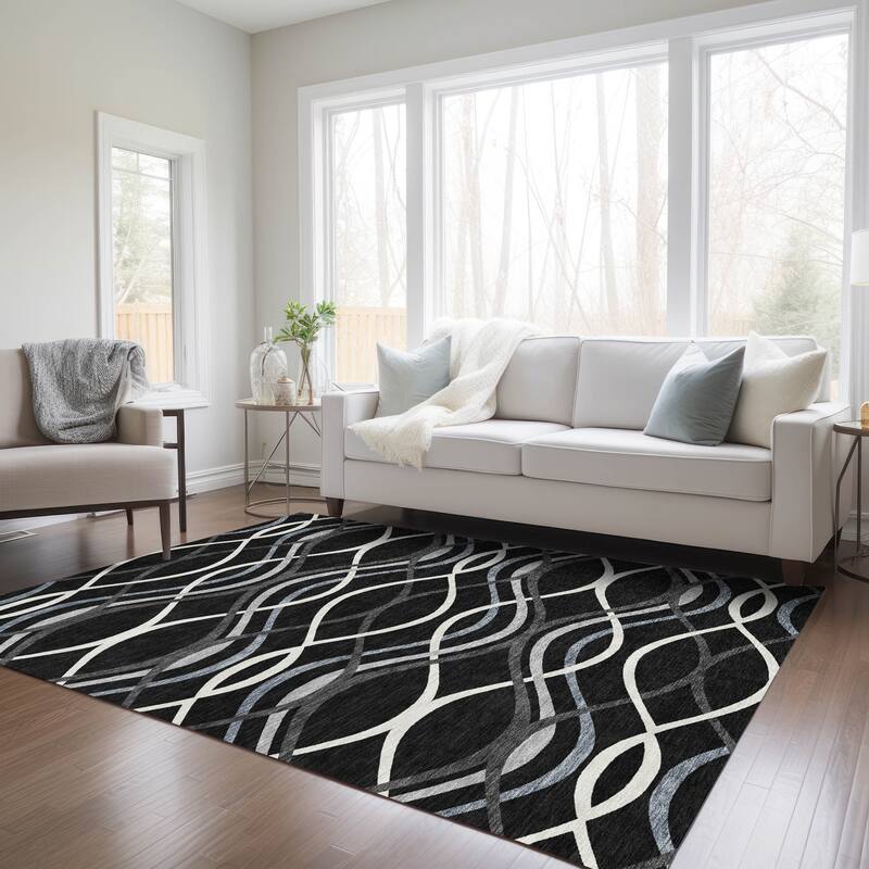 Machine Washable Indoor/ Outdoor Chantille Contemporary Deco Rug