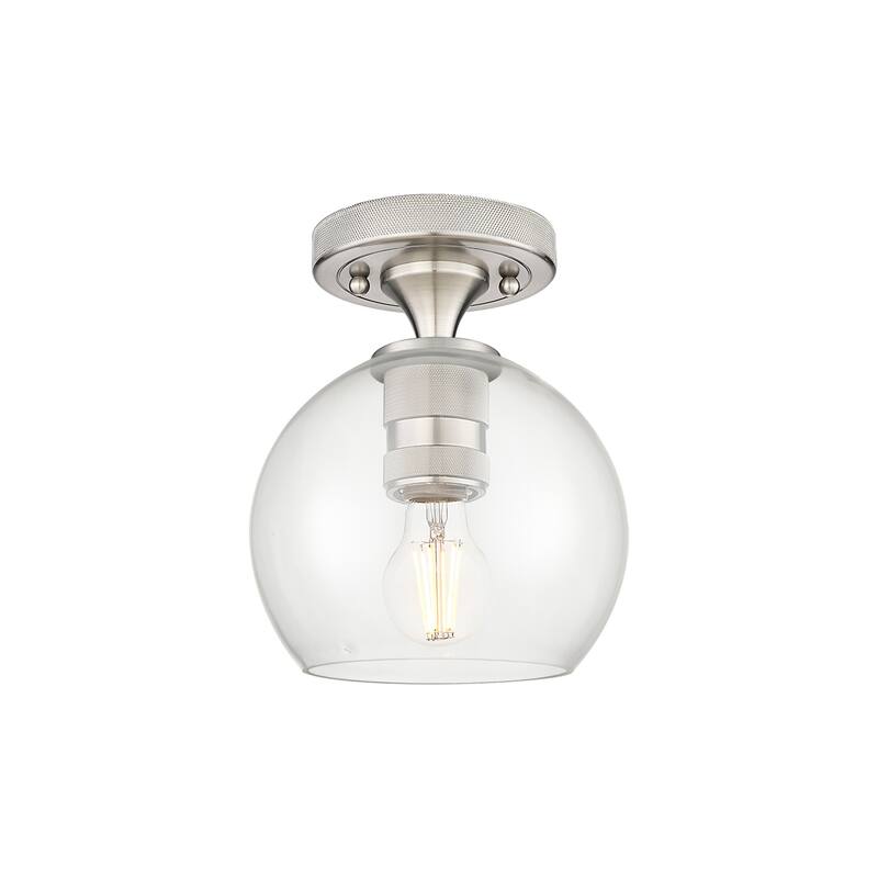 Innovations Lighting 434-1F-8-6 Crown Point Flush Mount Crown Point 6" - Satin Nickel / Clear