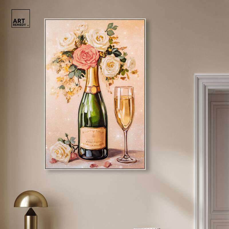 Blooming Champagne Vase Canvas by Art Remedy