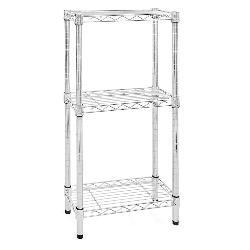 Chrome Wire Shelving with 3 Shelves - 8"d x 34"h - 24" w